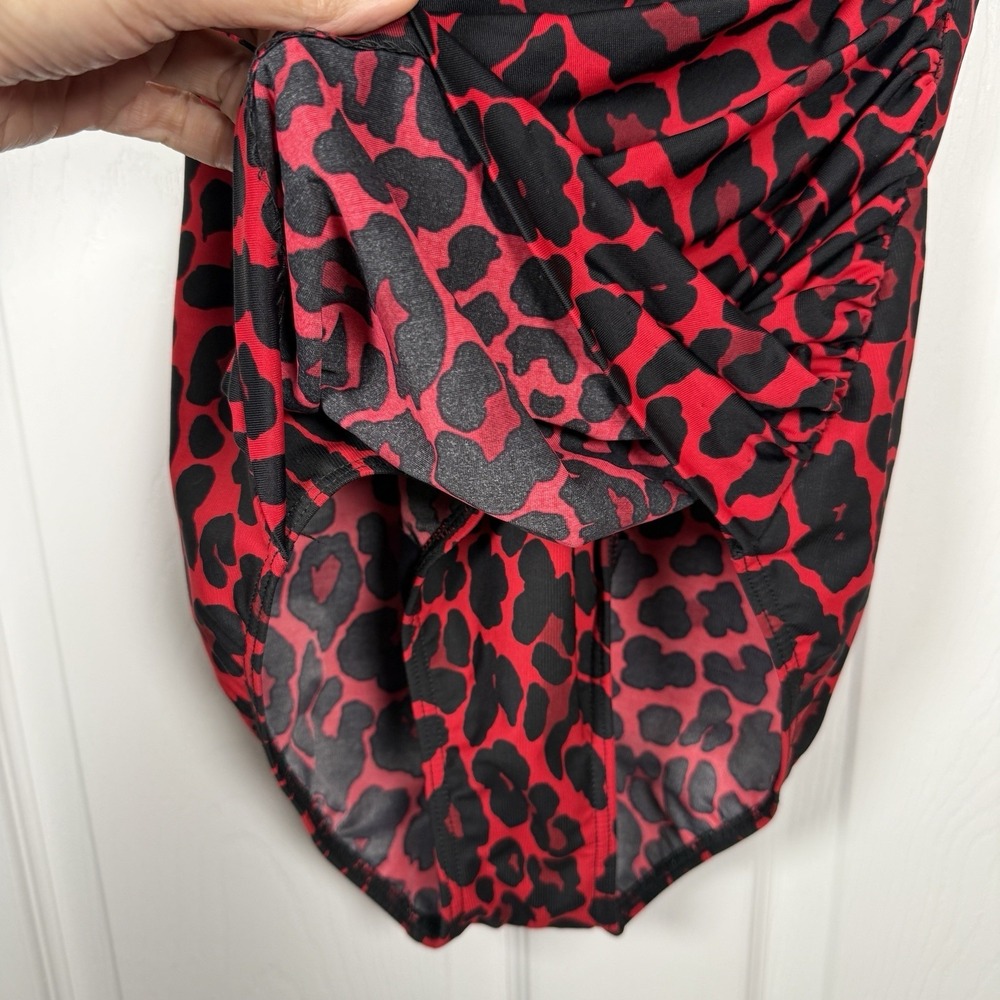 Miraclesuit One Piece Red Leopard Print Slimming Ruching Made in USA - Picture 9 of 16